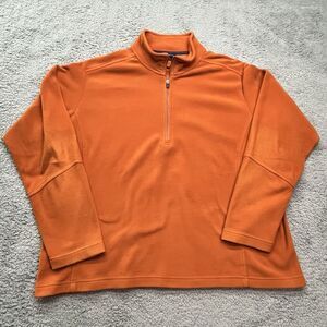 Lands End Fleece 1/4 Zip Sweater Mens Size 2XL Tall Orange Polartec Cozycore